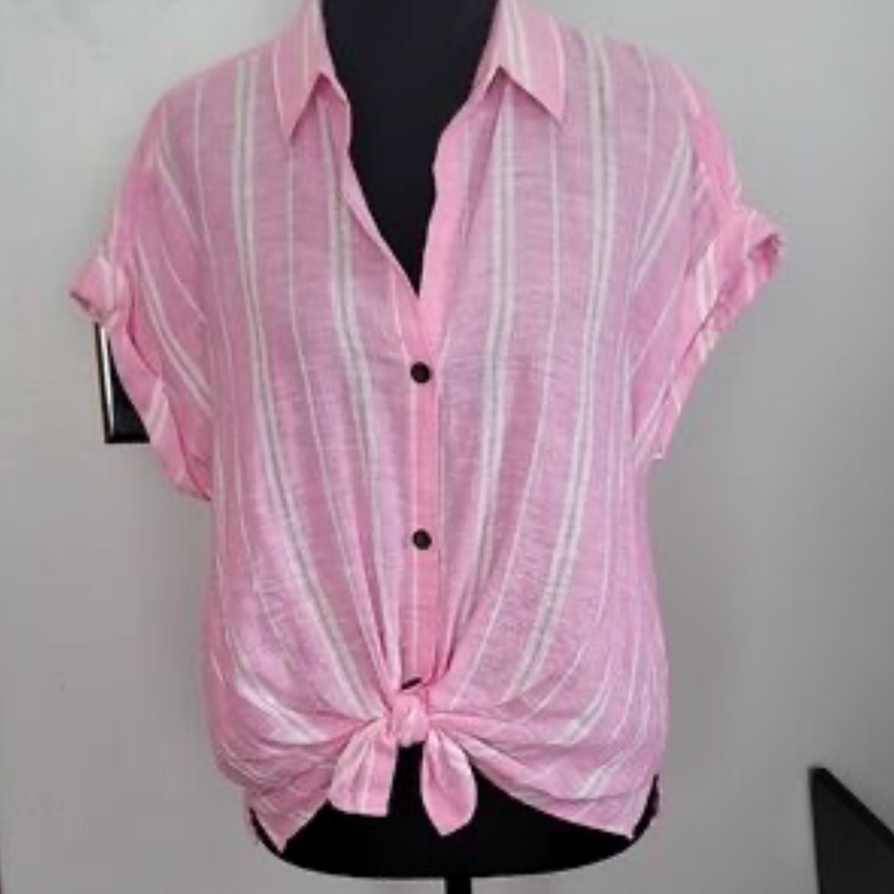 Sonoma Pink and White Striped Button Down Shirt